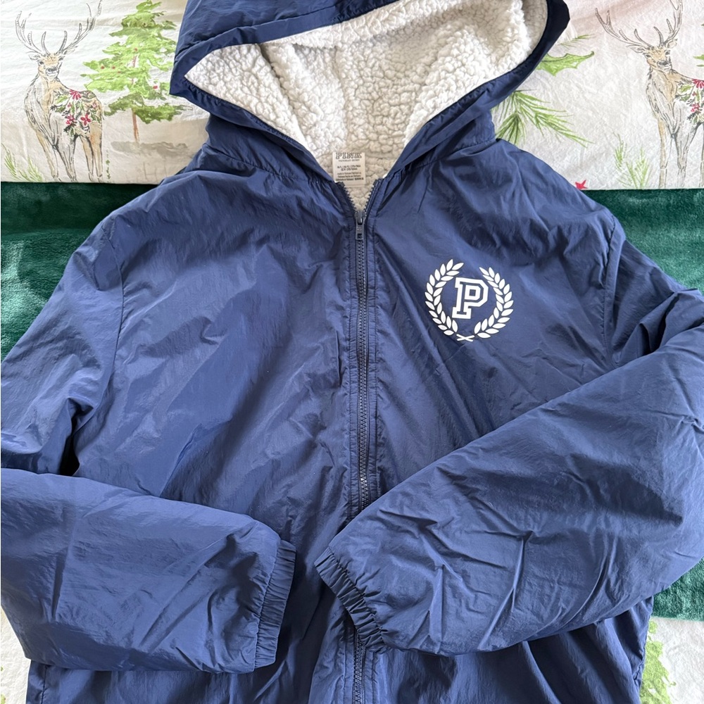 Victoria's Secret Pink Navy Jacket with Sherpa Lining